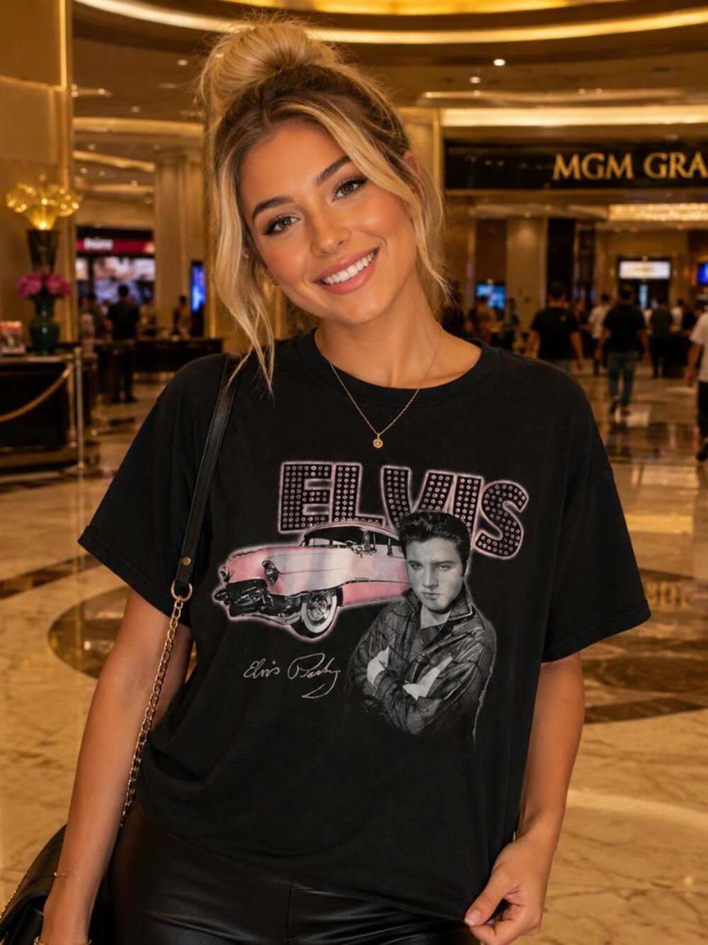 ELVIS PRESLEY WOMENS  BAND TEE (SMALL)